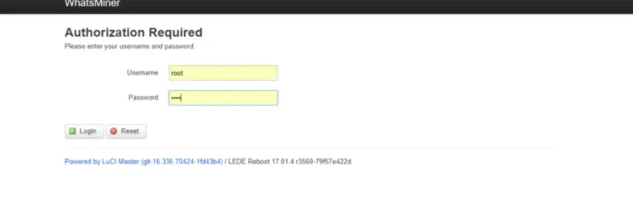 whatsminer m30s Configuration