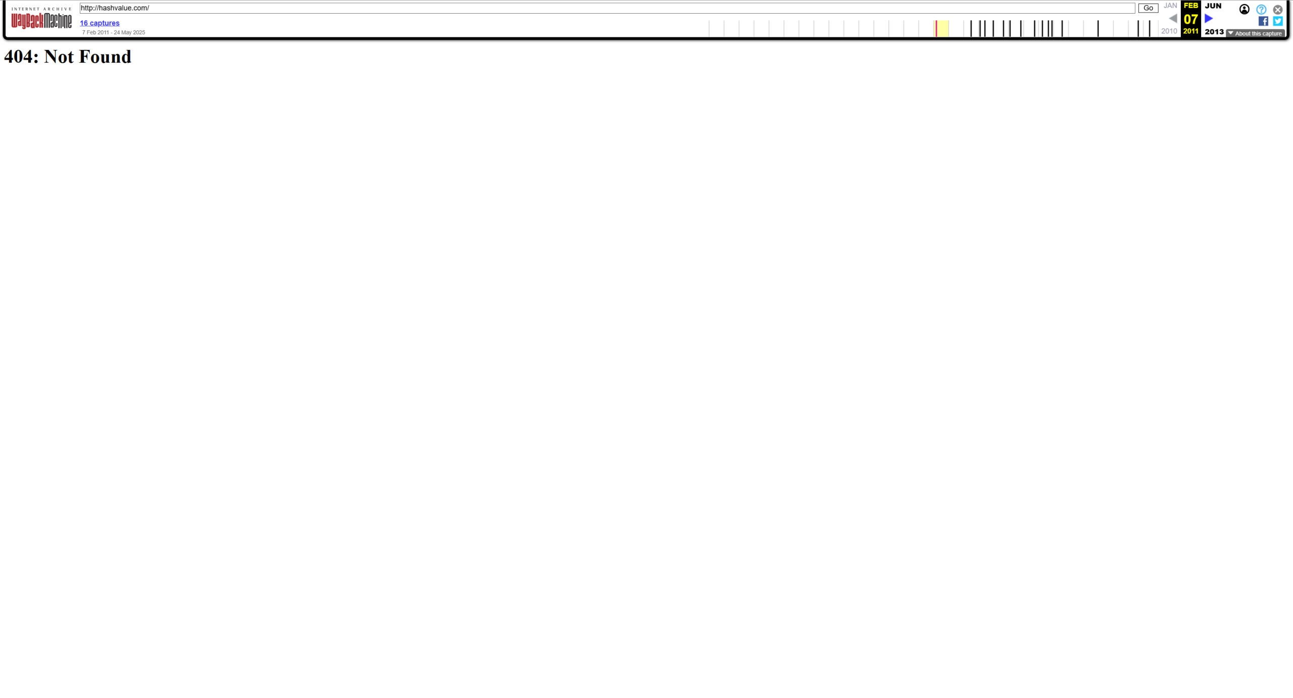 Hashvalue.com Web archive Search 2011